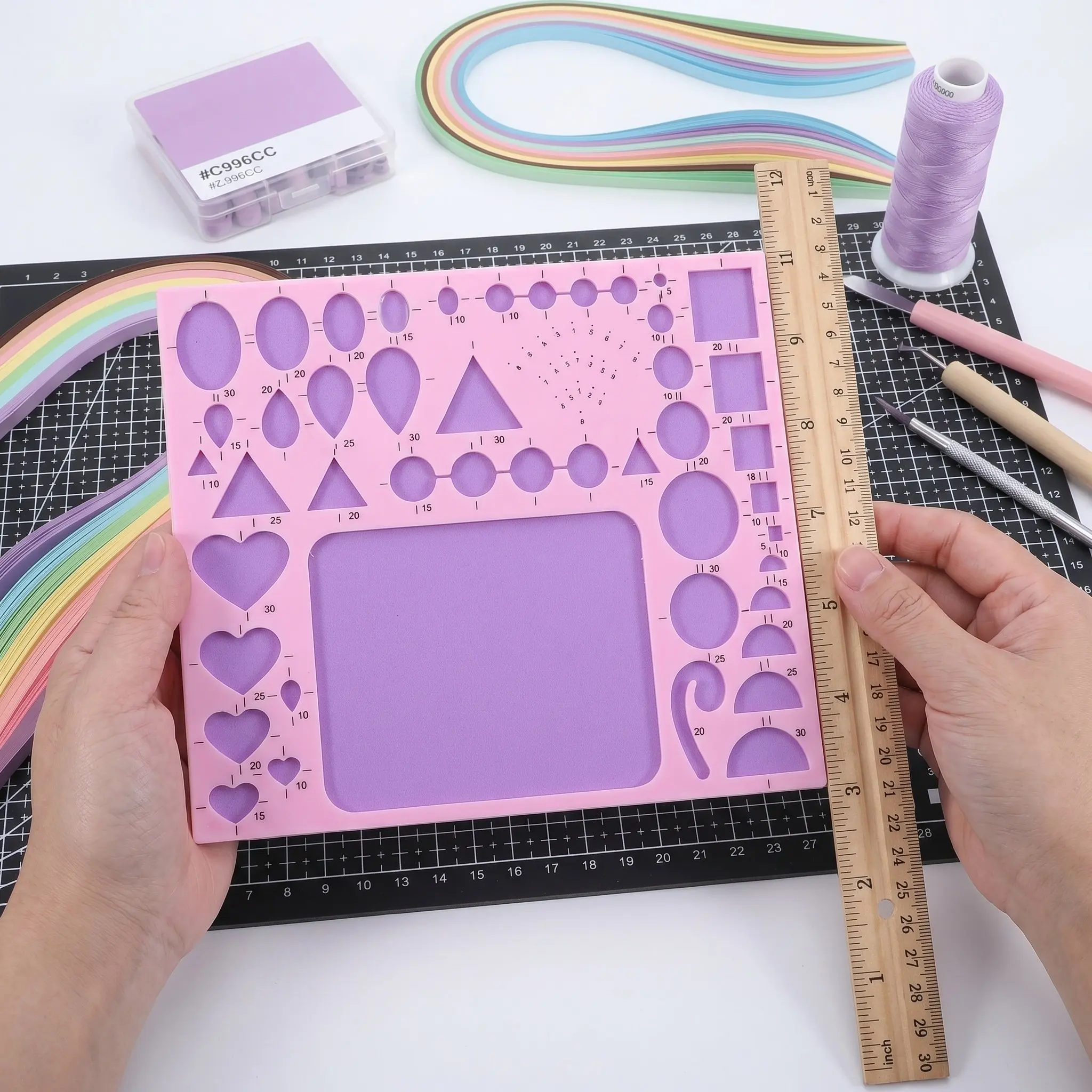 Paper Quilling Template Board Multi Shape 8x7 Multi Size Guide Plastic Template for Flower Cards Greeting Card Making Paper