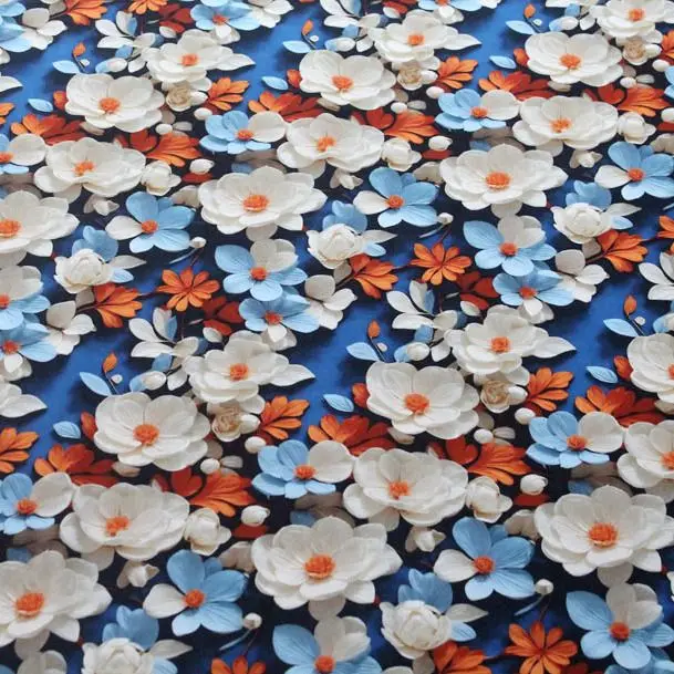 High Quality 3D Digital Rayon Fabric By The Meter for Pajamas Skirts Pant Sewing Summer Printed Flower Pattern Cloth Thin Smooth