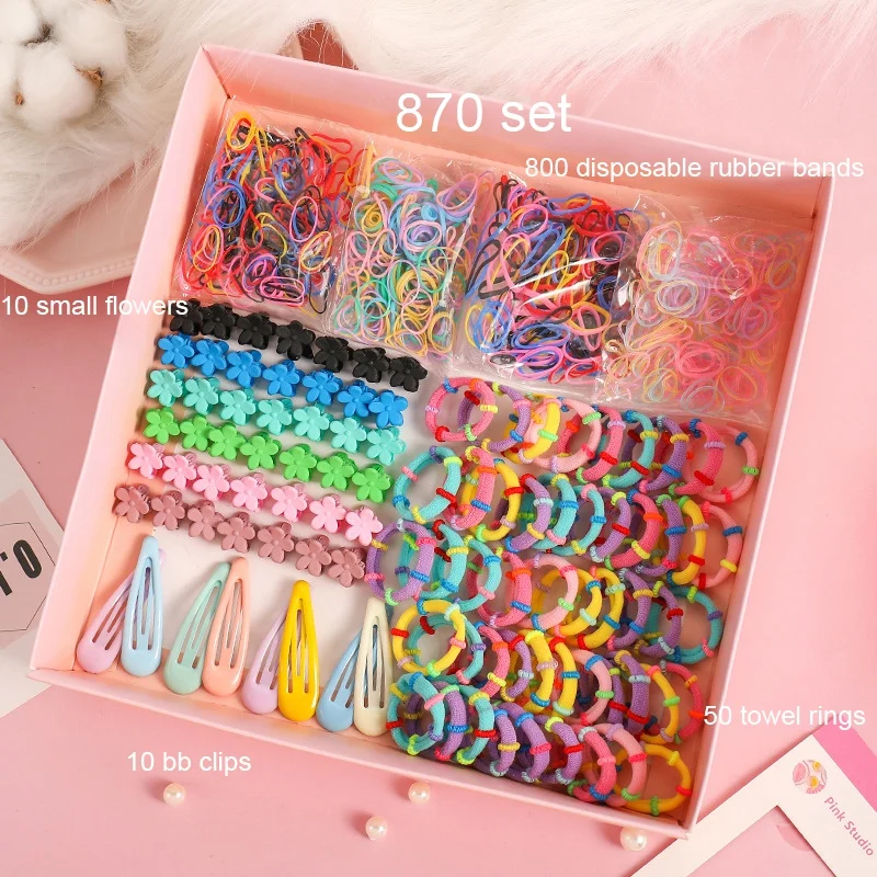 270/870Pcs Girls Hair Accessories Set Girls Colorful Hair Band Cute Flower Hairpins Children Headband Barrettes Kids Accessories