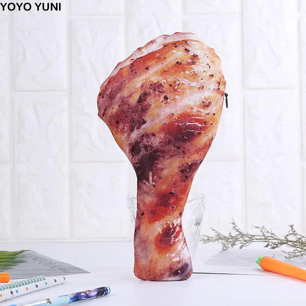 

Pig's Trotters Meat Pencil Case Realistic Simulation Food Fish Shape Pen Bag Drumstick Carp with Zipper Stationery Bag