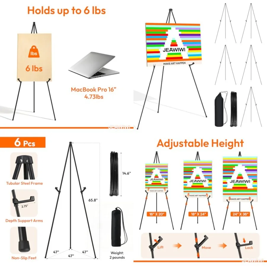 

Easel Stand for Wedding Sign Stand, 66 Inch Adjustable Metal Easels for Display, Portable Folding Easel for Wedding, Display Sh