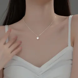 La Monada Women's Necklace 925 Silver Chains Woman On Neck Silver Synthesis Pearl Pendant Jewelry For Women Necklace Silver Girl