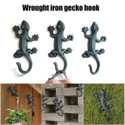 Cabinet Knobs Wall-mounted Antique  1set Cast Iron Gecko Wall Hook   Decorative Garden Hook Wall Decoration