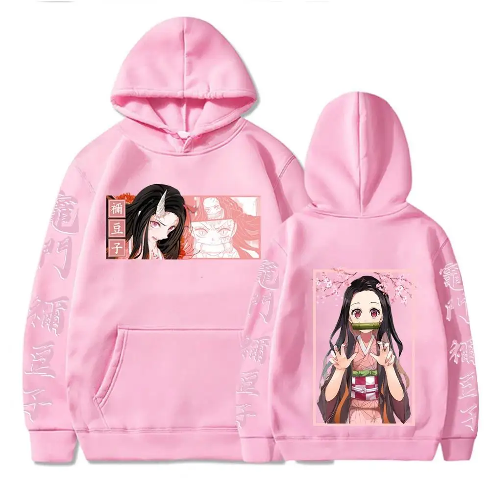 Japan Anime Demon Slayer Kamado Girl Autumn Warm Pullover Streetwear Nezuko Printing Women Hoodies Plus Size Sweatshirt Harajuku