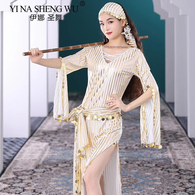 4 pièces ensemble Costume de danse du ventre robe pour femmes paillettes Baladi Shaabi Robes de danse folklorique femme orientale danse du ventre Robes de scène
