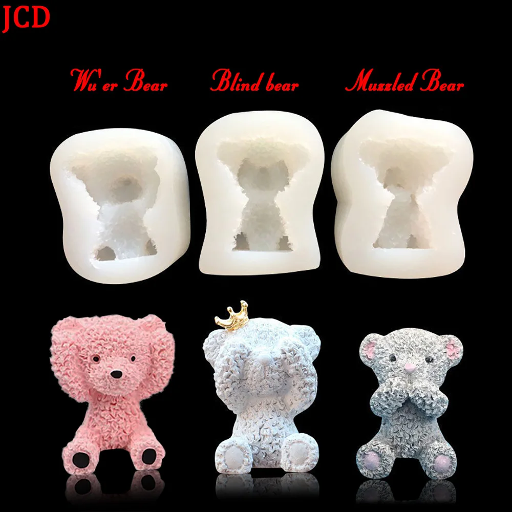 

Three Cute Mug Bears Mug Eyes Bears Mug Ears Bears DIY Baking Chocolate Silica Gel Crystal, Gel Dripping Mold Cake Decoration