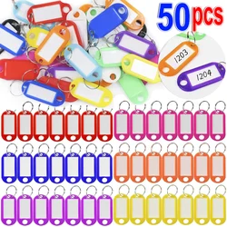 10/50pcs Plastic Keychain Key Fobs Luggage ID Label Name Cards Tags With Split Ring For Baggage Key Chains Key Rings Decoration