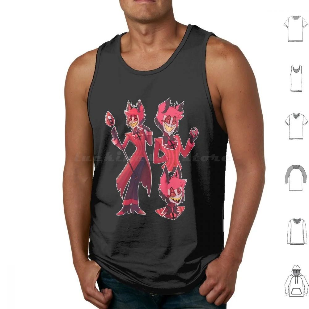 Alastor Tank Tops Print Cotton Alastor Radio Demon Hell Red Cartoon El Hotel De Las Viejas Glorias