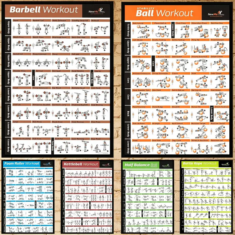 pattern Pilates Yoga Exercise Poster Poster HD Waterproof Self-adhesive Art Print Wall Decor for Bedroom Living Room Gift