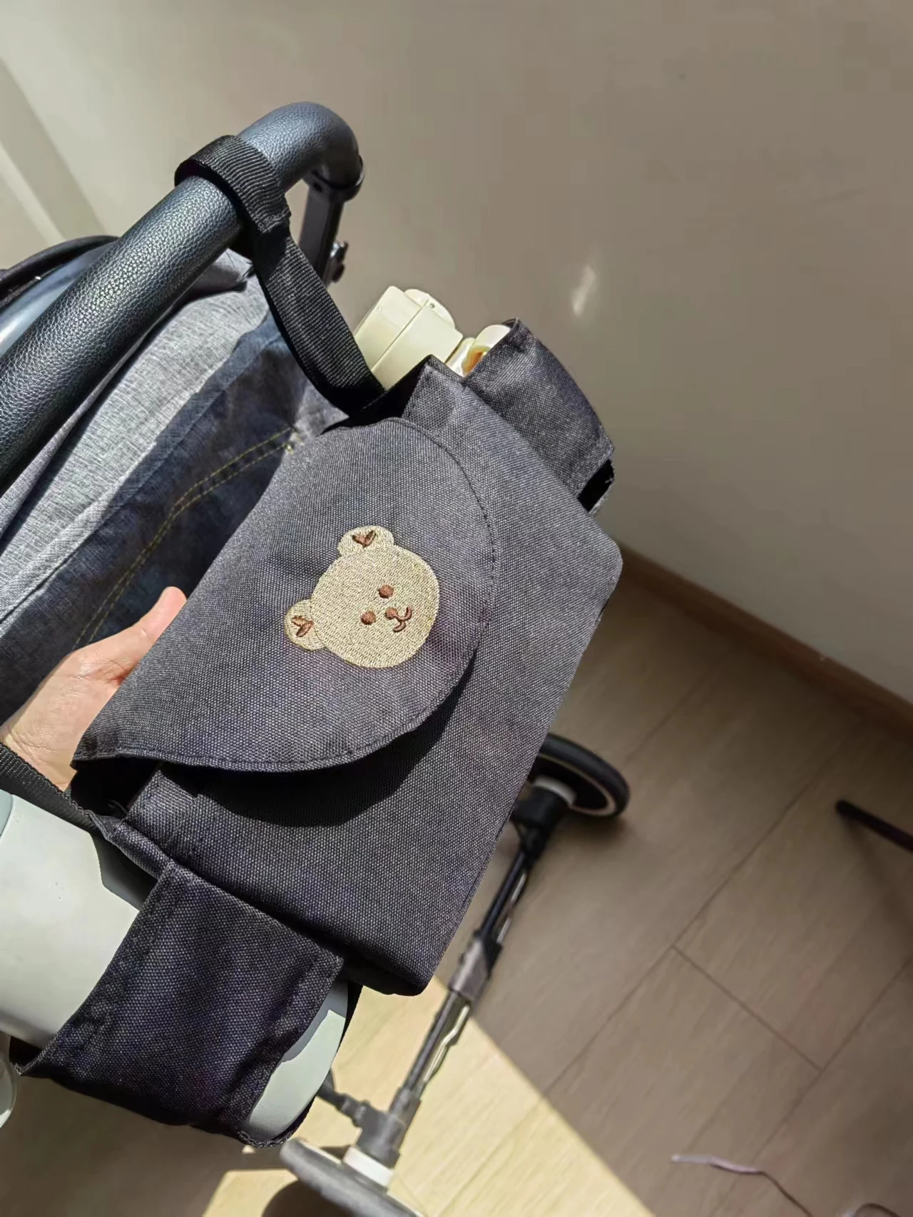 Baby stroller hanging bag cartoon bear storage bag Stroller basket hanging bag baby roller