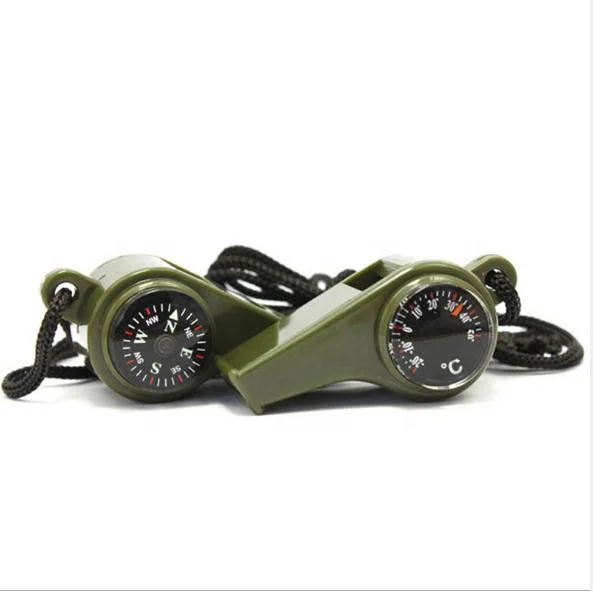 

Camping Outdoor 3 in 1 Best Survival Whistle Compass Whistle with Thermometer