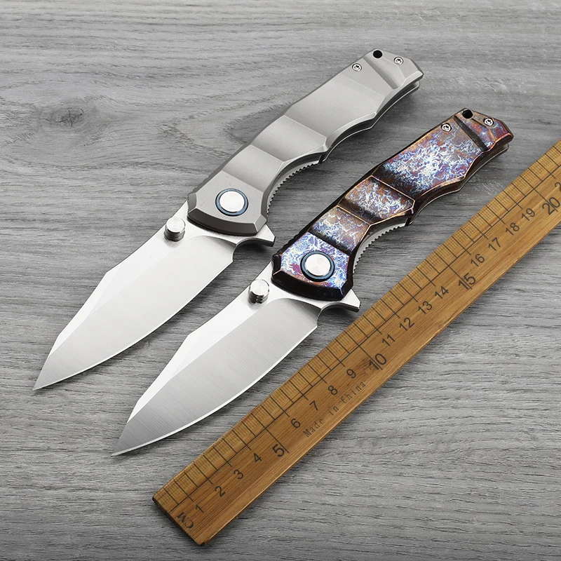 

VG10 steel titanium alloy handle folding knife for outdoor hunting, self-defense, camping, hiking, survival, portable tool knife