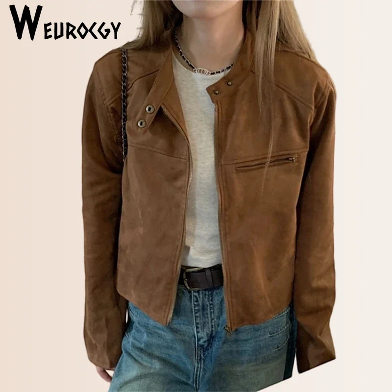 Women Retro Short Outerwear 2023 Autumn Winter Retro New Style High Sense Cardigan Loose Long Sleeve Lapel Windproof Jacket