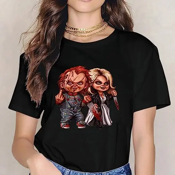 Men's Chucky Shirt Child's Play T-Shirt Short Sleeve Adult Novelty Horror Movie Tee for Women Teenager Halloween Costume Gifts