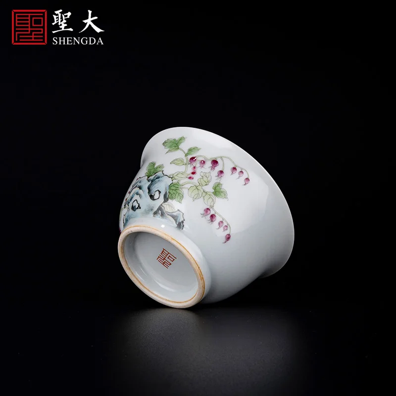 

Картина с изображением синих и белых рыбных водорослей, Пастельная чашка «срыгающий каликс в бутоне», чашка-мастер, ручная роспись, чашка для чая кунг-фу