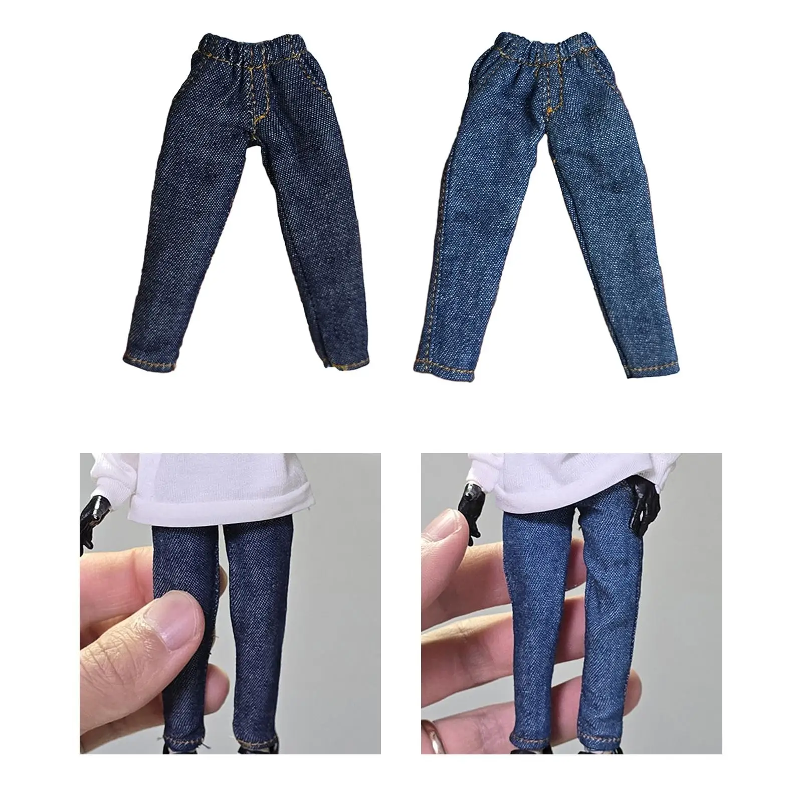 

Mini Doll Costume Trendy Jeans Pants Cotton Outfit for 1 12 Scale Action Figures Fashion Dress Up Accessories