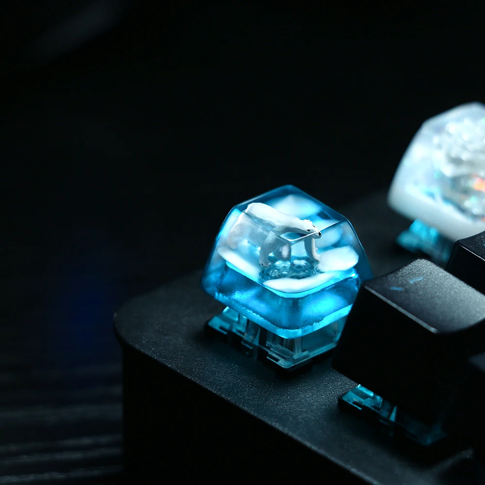 

Ice Ocean Resin ESC Keycap - R4 1U 11.5mm OEM Cross Shaft Only RGB Backlit DIY Mechanical Keyboard (Handmade)