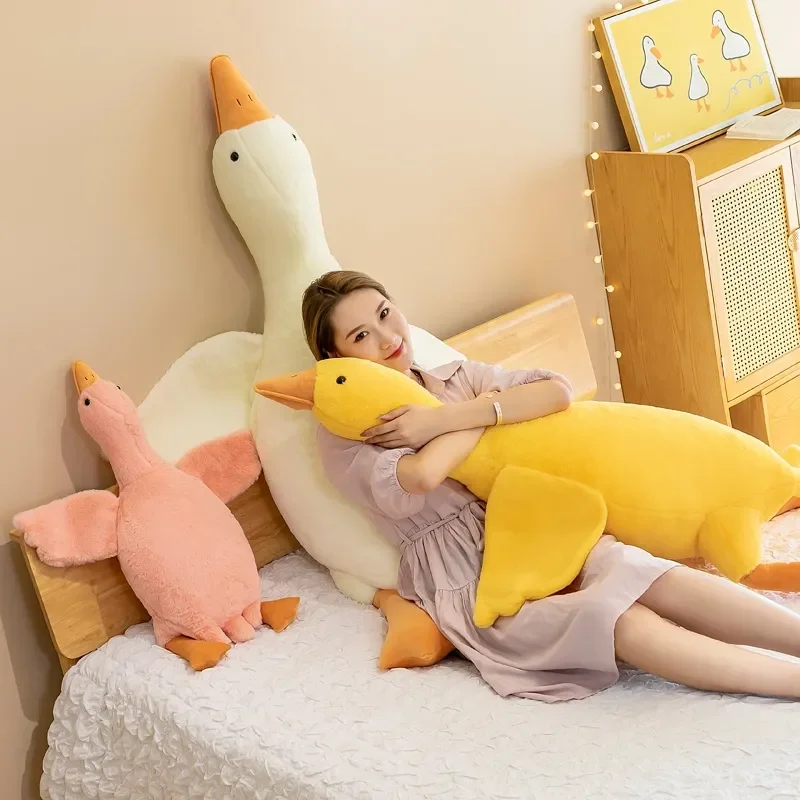 50/90/130/160cm Big White Goose Giant Stuffed Soft Pillow Hug Mascot Cute Animal Cushion Plush Kawaii Sleep Doll Decoratable Toy