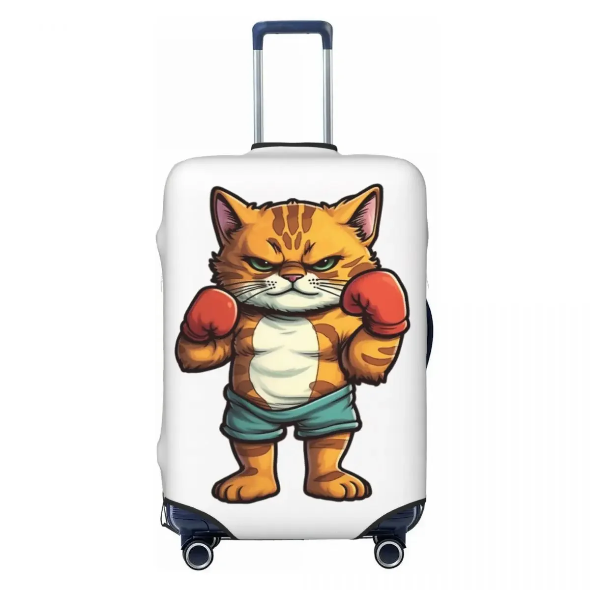 Strenght Cat Miaw With Red Boxing Gloves Print Luggage Protective Dust Covers Elastic Waterproof 18-32inch Suitcase Cover