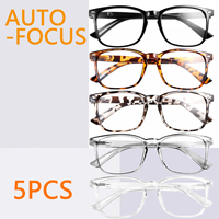 1/2/3/4/5pcs Auto-Focus Blue Light Blocking Reading Glasses – Anti-Fatigue Unisex Oversized Frames with Spring Hinges