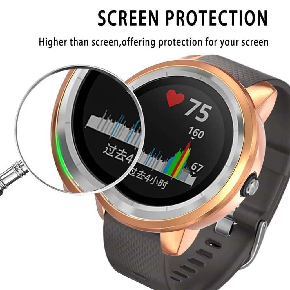 Luxury Electroplated Protective Cover Silicone Shell TPU Watch Case For Garmin vivoactive 3 Trainer