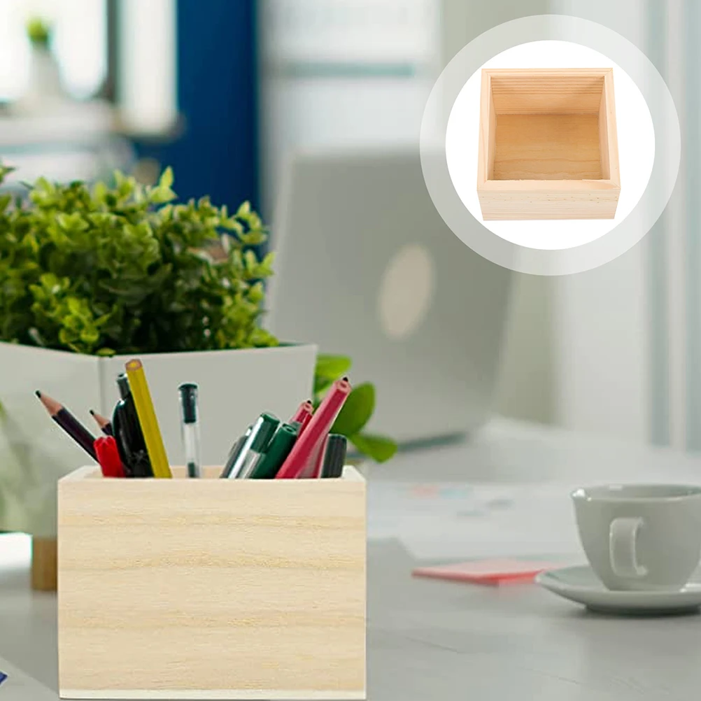 

4pcs Storage Wooden Box 10x10x6 High Quality Craft Boxes Office Desk Organizer Unfinished Wood Crate Jewelry Gift