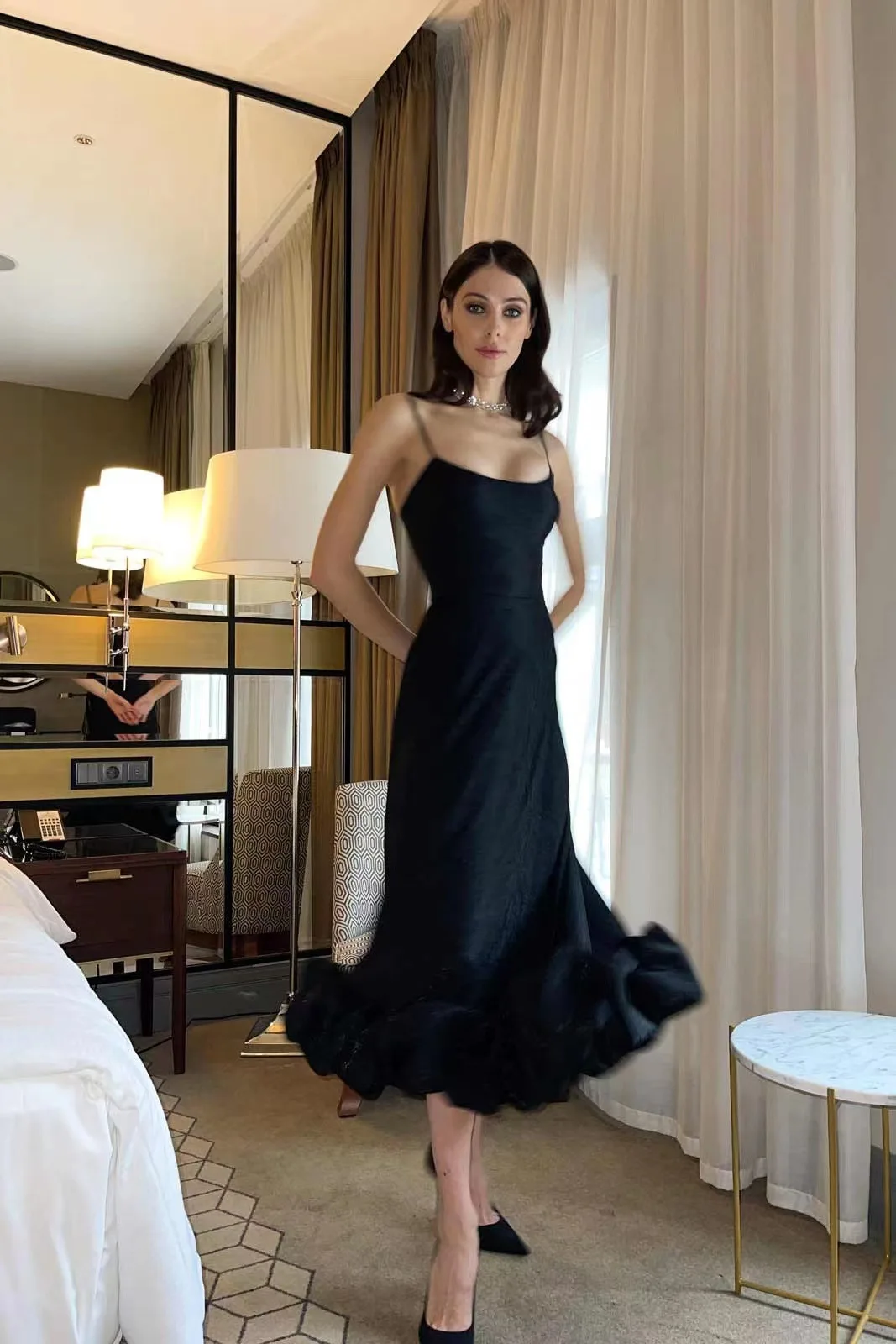 Moda Suspender grande balanço tridimensional flor saia evasê