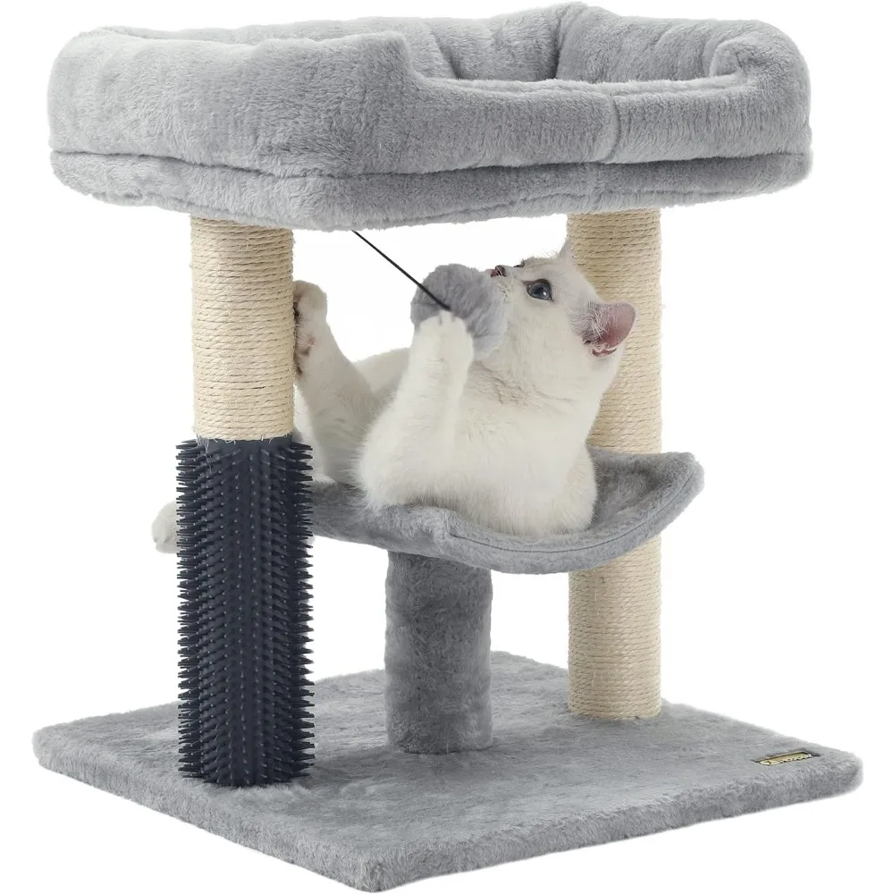 

Hoopet cat Tree Tower, Scratching Post for Indoor Cats,Featuring with Super Cozy Perch, Self Groomer and Interactive