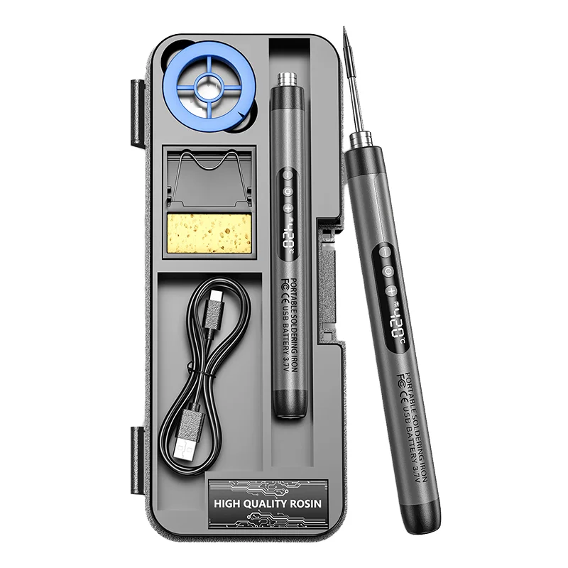 

USB Rechargeable Portable Cordless Soldering Iron Kit with 5 Heating Functions Digital Display Adjustable Temperature Pen