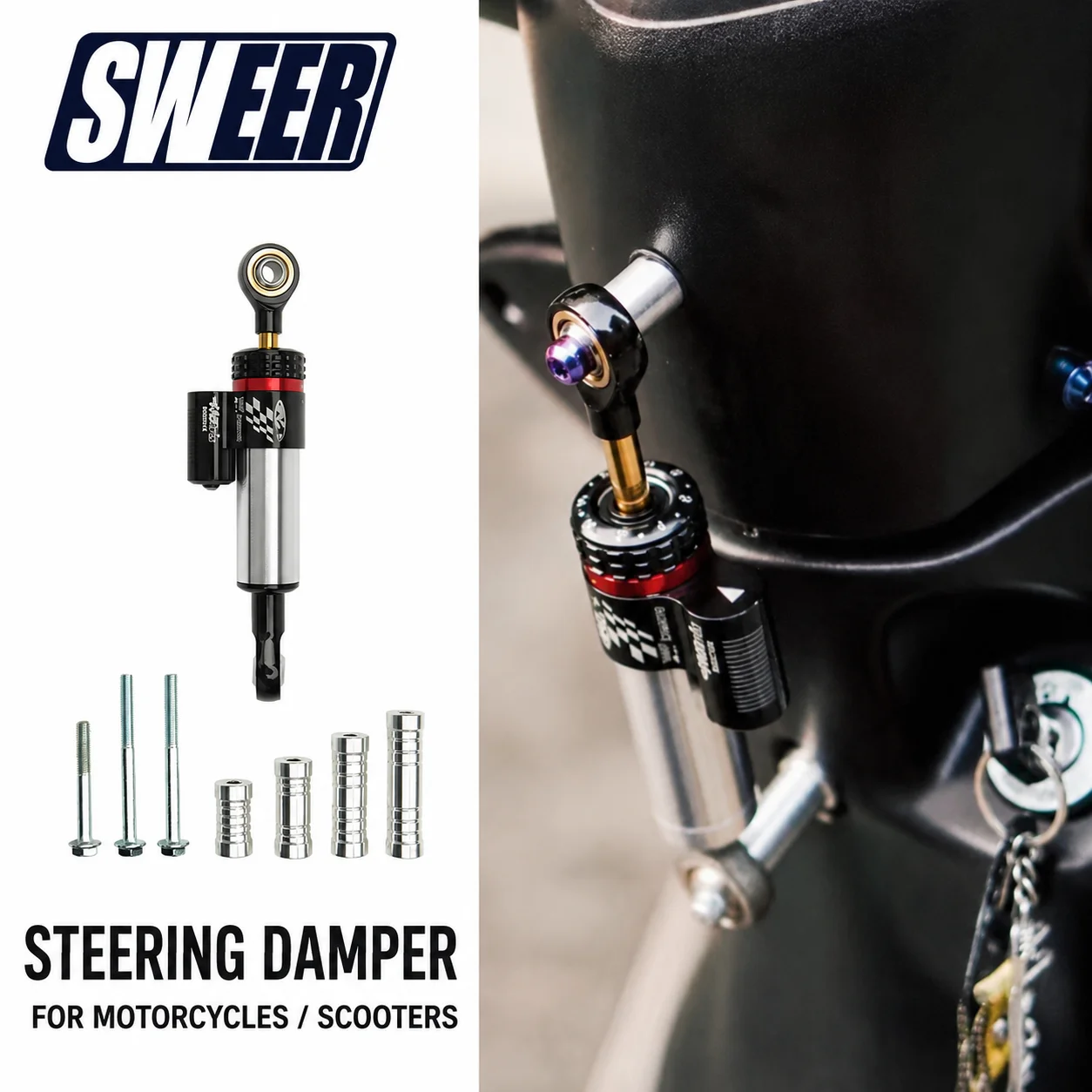 New Model Motorcycle Modification Directional Steering Damping Buffer Stabilizing Handlebar Prevent Swaying Balance Rod