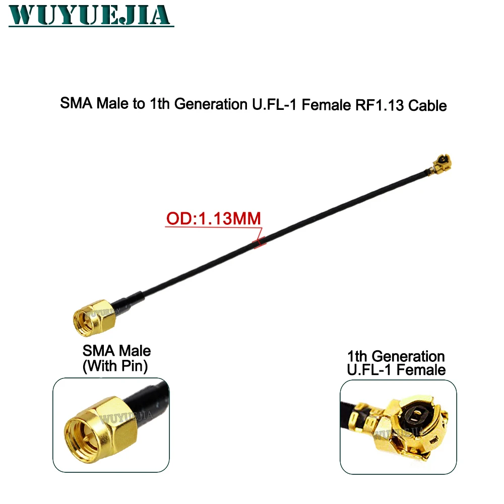 5 ~ 100 سنتيمتر RP-SMA/SMA أنثى إلى الجيل الأول U.FL1 MHF-1 موصل سالب واي فاي هوائي البلوز RF1.13 ضفيرة تمديد الحبل كابل