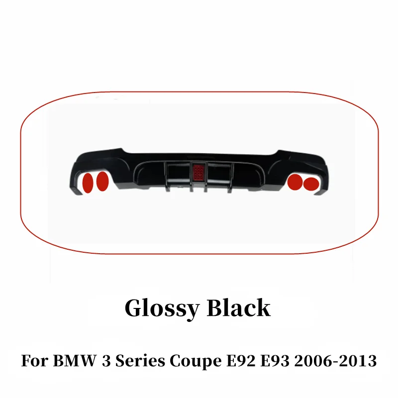 Achterbumper zwarte diffuser splitter spoiler met LED verlichting exterieur bodykit voor BMW 3 Serie Coupé E92 E93 2006-2013