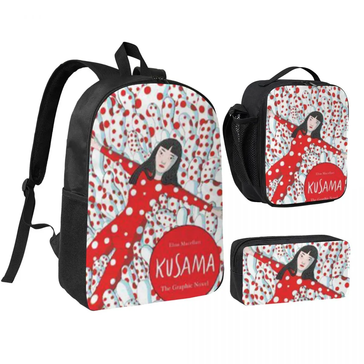 

Yayoi Kusama Abstract Painting Backpack Boys Girls BookBag School Bag Shoulder Bags 3ps Insulated Lunch Bag Pencil Case