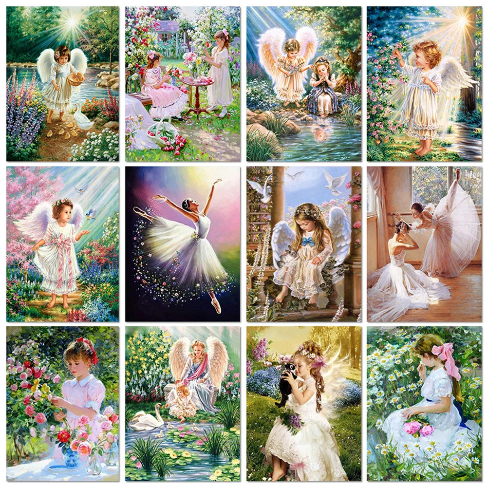 5D Diamond Painting Angel Baby Full Round Diamond Mosaic Girl DIY Rhinestone Embroidery Art Cross Stitch Home Decoration Gift