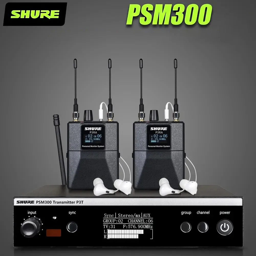 Shure PSM300 Wireless in Ear Monitor System Stereo Monitoring PSM 300 for Singer Stage Perform DJ Karaoke Return
