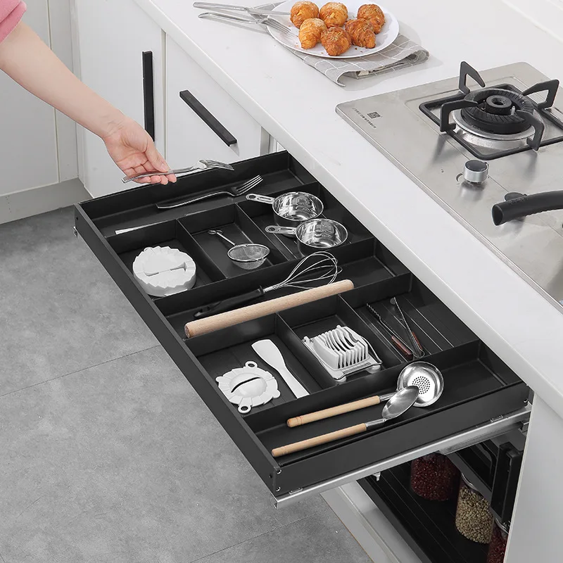 

[Strict selection] Aluminum alloy basket, kitchen cabinet tools, chopsticks, spoons, storage artifact, small drawer