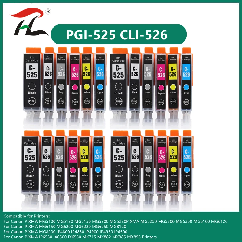 PGI525 PGI-525 CLI-526 For Canon PGI 525 CLI 526 Ink Cartridge For Canon PIXMA iP4850 MG5150 MG5250 MG6150 MG8150 MG5350 MG6250