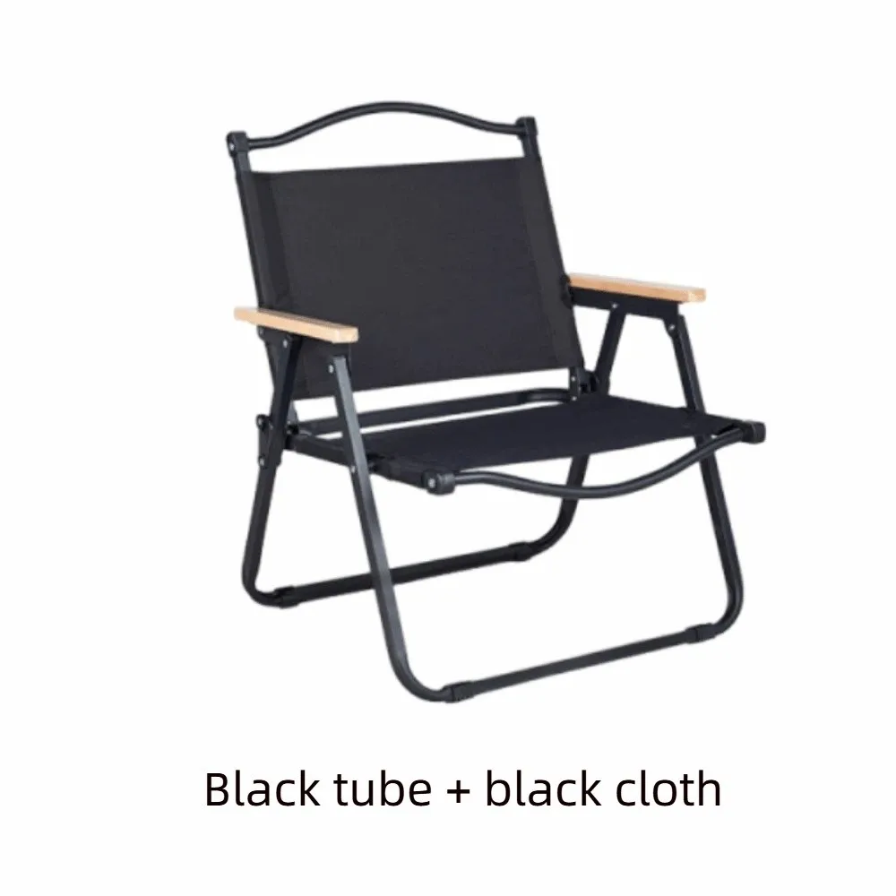 

Wood Grain Camping Folding Chair Carbon Steel Comfortable Armrest Kermit Chair Sturdy Durable Outdoor stool Leisure Camping