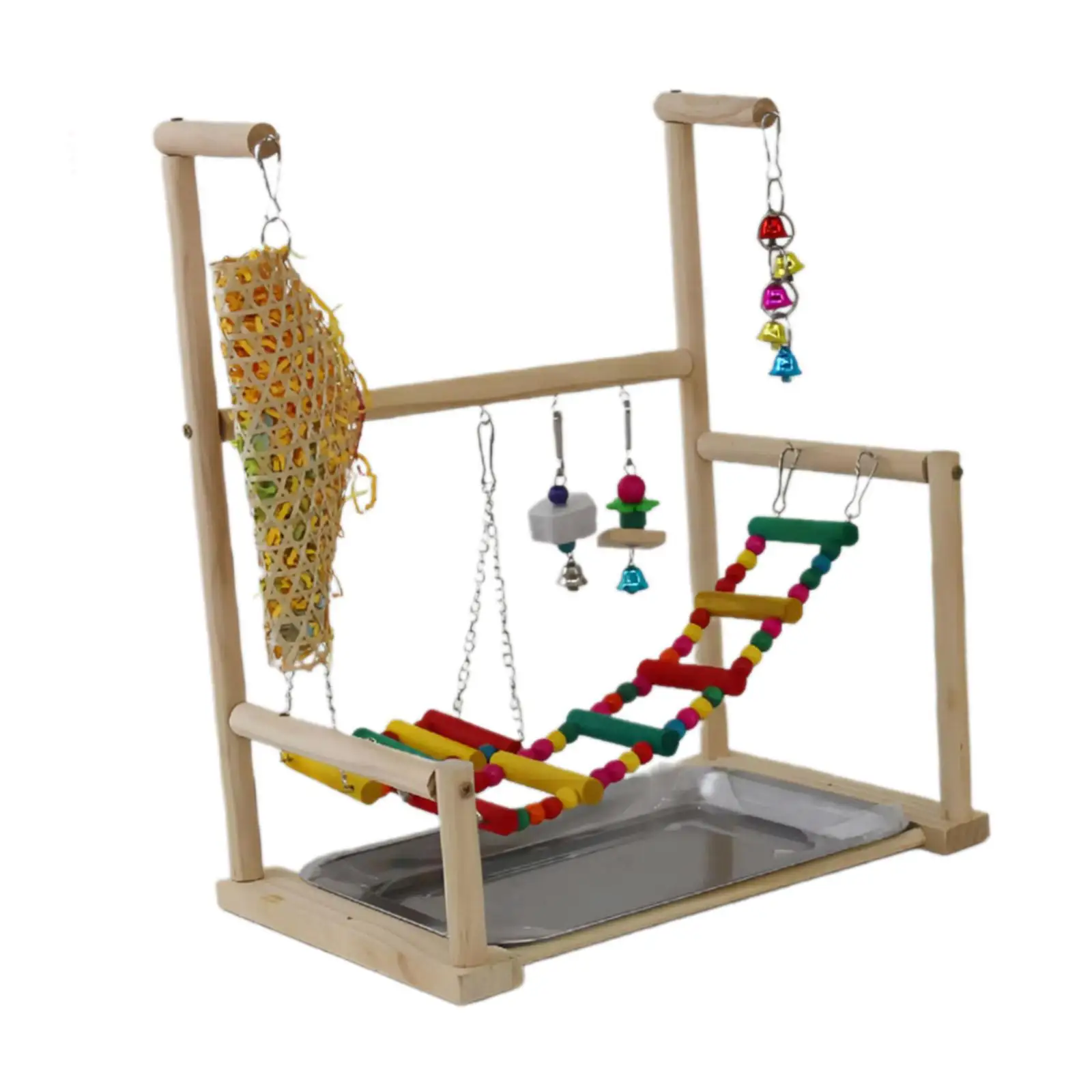 Bird Playground Bird Activity Ladder Bird Cage Accessories Wood Perch Bird Play Stand for Parakeet Finch Budgie Hummingbird