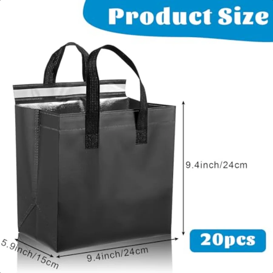 20 Pack Insulated Take Away Bags Small Insulated Cooler Bag Grocery Bags Insulated Grocery Bag for HotCold Food Food Delivery 9