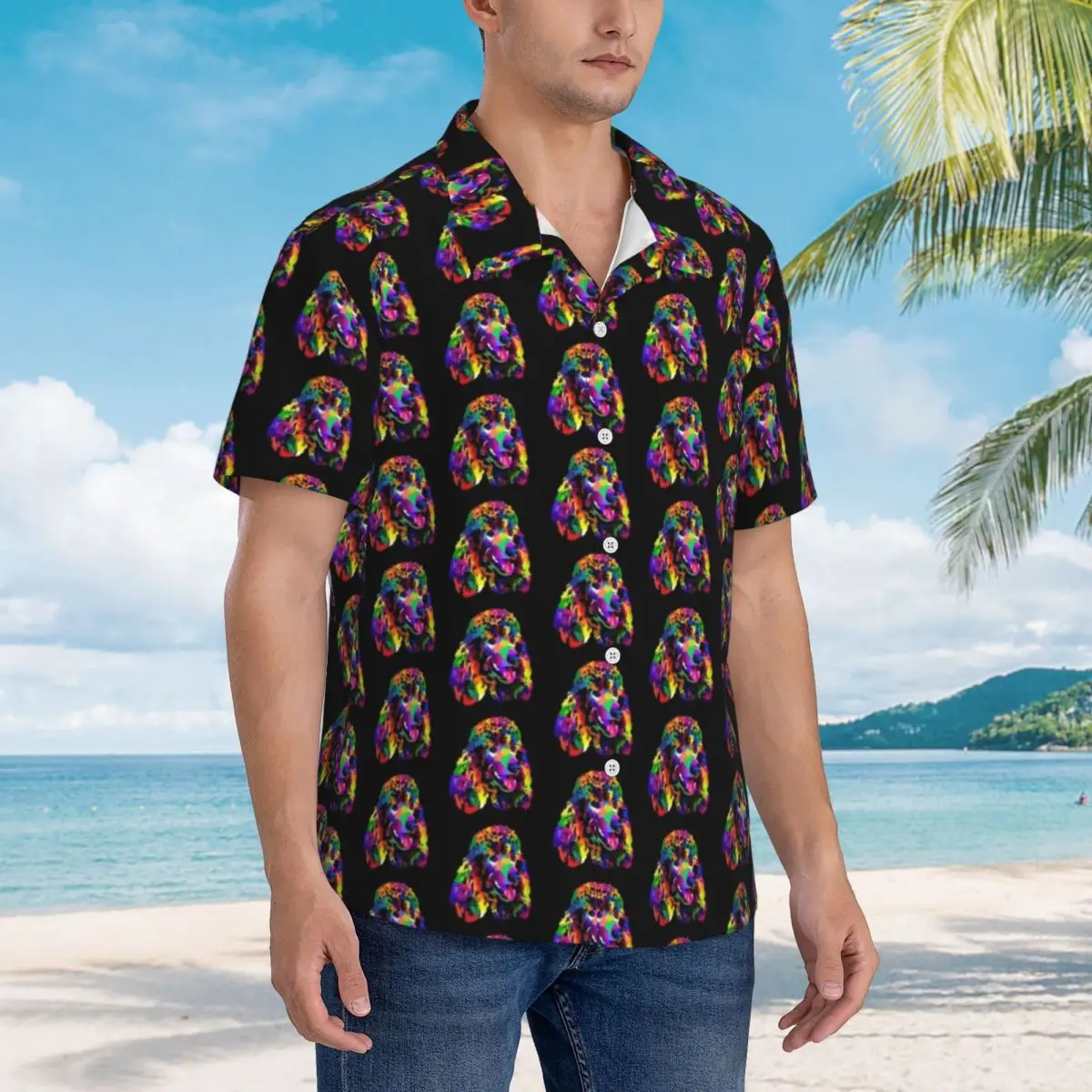 Pop Art Poedel Strandshirt Man Hondenprint Casual Shirts Hawaiiaans Grafisch Elegant Oversized Blouses Cadeau Met Korte Mouwen