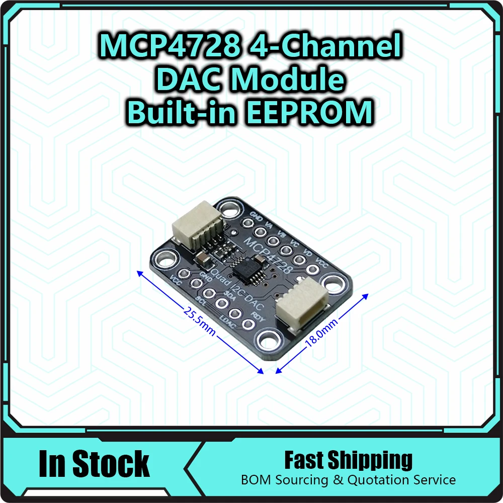 MCP4728 2.7V-5.5V Quad DAC Outputs with EEPROM Module Compatible with STEMMA QT Qwiic.5V