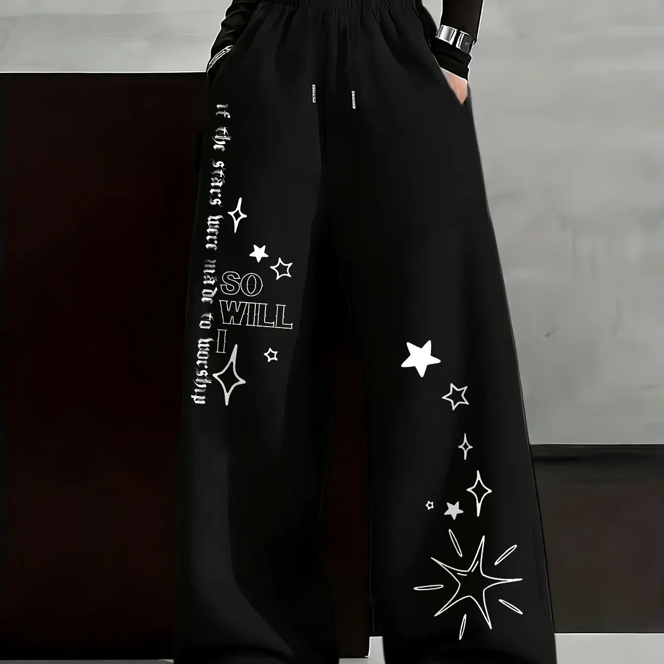 Hip Hop "star Letter" Personalized Pattern Printed Pants for Men and Women, Casual Sports Straight Leg Pants