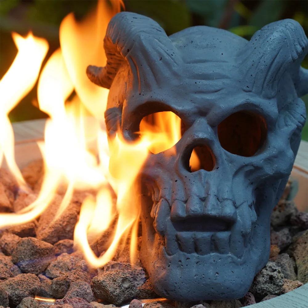 

Refractory Materials Fireproof Imitated Human Fire Pit Skulls Gas Log for NG, LP Wood Fireplace, Firepit, Campfire, Halloween