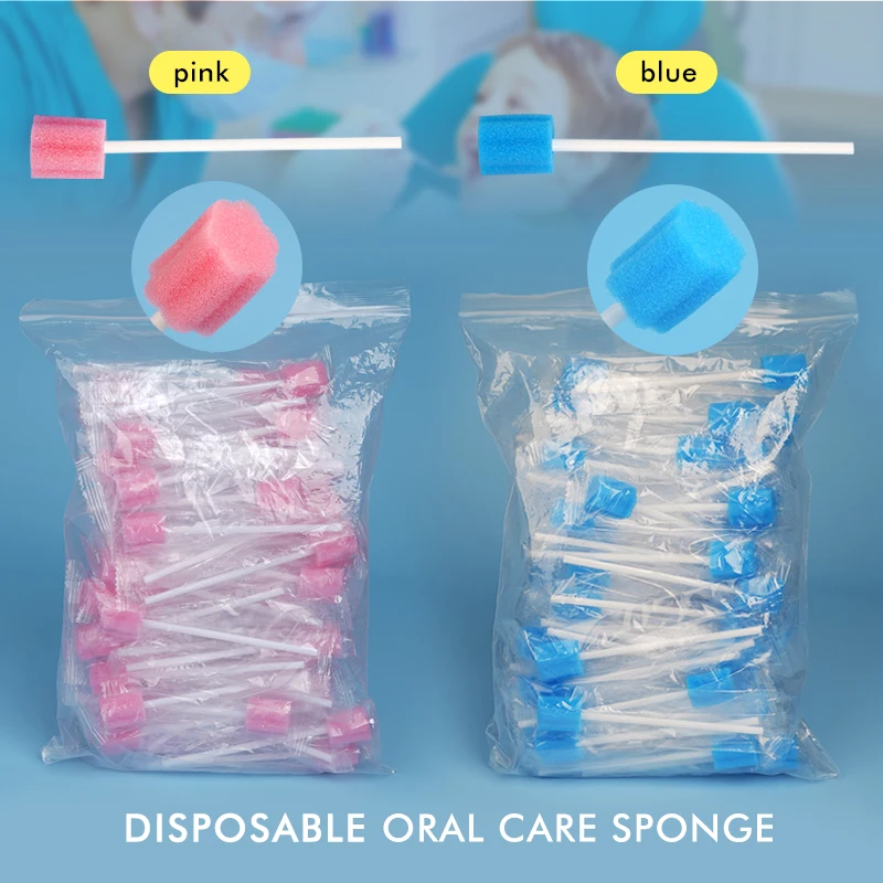 50pcs Disposable Oral Care Spong Swabs Unflavored Sterile Dental Swabsticks Pad Oral Sponge Sticks Individually Packaged