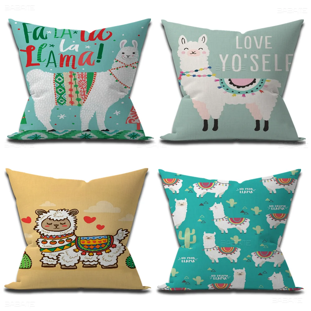 Llama Alpacas Pillowcase Toon Gift Cushion Cover Bedroom Home Sofa Chair Seat Decor Pillow Case