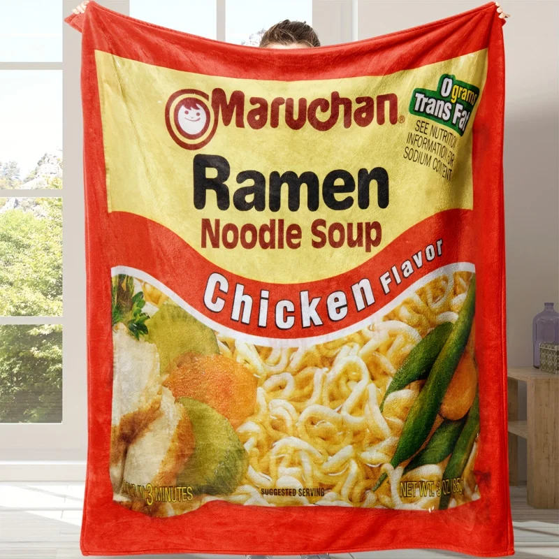 Maruchan Chicken Flavor Lamian Noodles Soup Pattern Blanket - Flannel Blanket Polyester Blanket Suitable For Camping Office