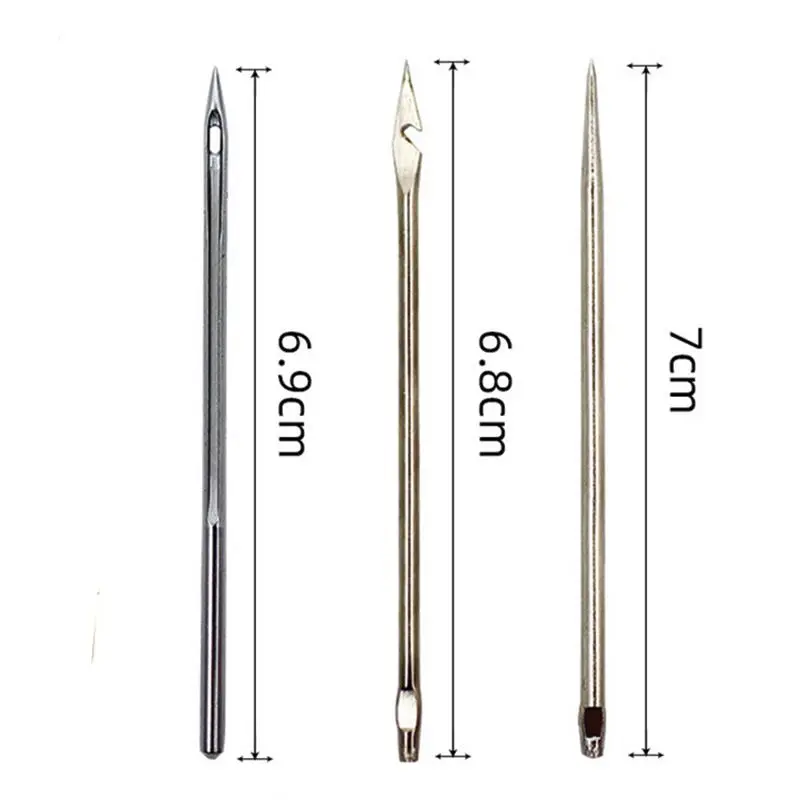 لتقوم بها بنفسك الجلود الخياطة Awl إبرة مع مقبض النحاس مجموعة الجلود الخياطة عدة الجلود قماش خيمة الأحذية أداة إصلاح ث/خيط النايلون #6