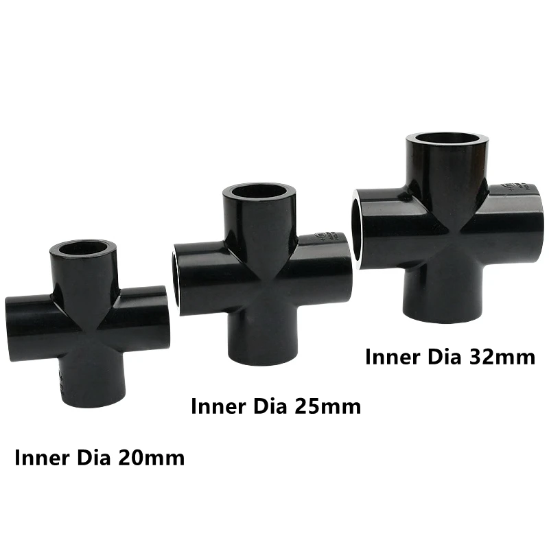 1 ~ 3 قطعة I.D 20/25/32 مللي متر الأسود أنبوب PVC الصليب 4-Way حوض السمك خزان الأسماك انبوب ماء موصل حديقة الري الصرف محول #2