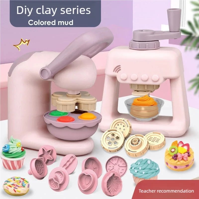 Toddler DIY Clay Craft Set, Noodle Ice Cream Maker Machine with 28 Pcs Molds, Non-Toxic Ultra-Light Clay Playset for Kids Birthd view 4